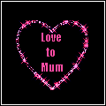 Love to Mum in sparkling heart gif animation