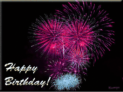 Animated Happy Birthday gif with fireworks