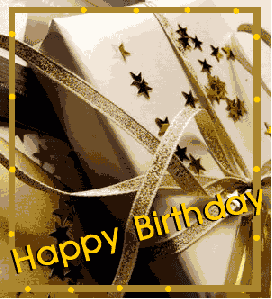 Animated flashing Happy Birthday greeting with gift 
