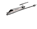 Animated-Lear-jet-flying-in-turbulent-sk