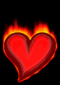 Animated heart on fire burning love