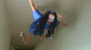 Animated moving clip art picture of creepy ceiling crawling girl creature gif