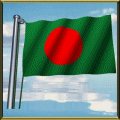 Moving Picture animated gif Bangladesh flag waving on pole in front of rippling water