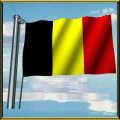 Moving Picture animated gif Belgium flag waving on pole in front of rippling water
