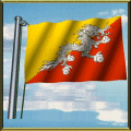 Moving Picture animated gif Bhutan flag waving on pole in front of rippling water