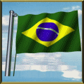 Moving Picture animated gif Brazil flag waving on pole in front of rippling water