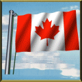 Moving Picture animated gif Canada flag waving on pole in front of rippling water