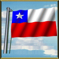 Moving Picture animated gif Chile flag waving on pole in front of rippling water