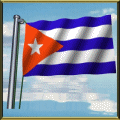 Moving Picture animated gif Cuba flag waving on pole in front of rippling water