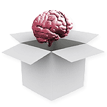 Animated gif illustration of brain pulsing and thinking out of the box