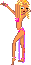 Animated dancing girl in pink wiggling her hips