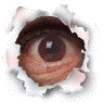 Animated moving blinking eye in the wall picture