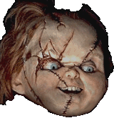 Animated moving creepy doll head looking around