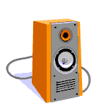 Animated orange moving speaker box