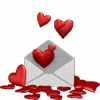 Animated picture of letter with Valentine hearts