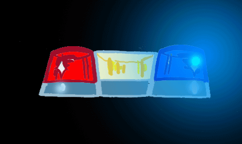 Animated police cherries lit up flashing lights
