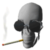 Animated skull smoking cigarette wearing glasses