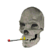 Animated skull smoking cigarette