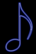 Blue flashing neon musical note animation