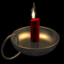 Animated lit candle in holder
