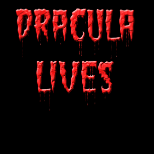Dracula lives, animated banner with disappearing vampire