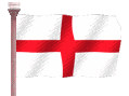 Picture of England flag flying on flag pole blowing in the wind