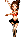 Animated dancing girl spins then bows