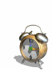 Little alarm clock ringing and doing a flip