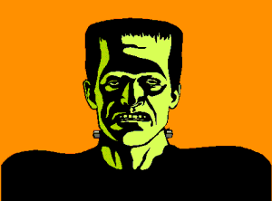 Green Frankenstein head wobbling side to side animated gif