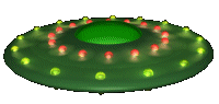 Green fluttering UFO with red and green spinning lights