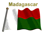 Madagascar flag flapping on flag pole with word "Madagascar" spinning over animation