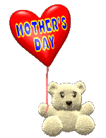 Animated Teddy bear with Mothers Day balloon gif animation