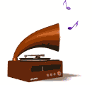 Moving animated gramophone with notes