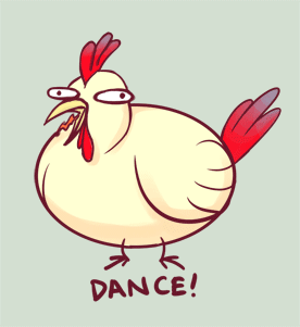 Moving animated picture of a big ol' chicken doin' the chicken dance