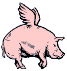 Moving animated picture of flying pig
