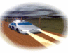 Moving animated police car driving with flashing lights