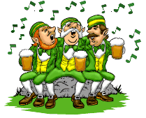 Moving animated singing Irishmen drinking green beer
