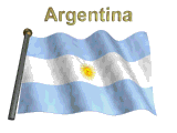 Argentina flag flapping on flag pole with word "Argentina" spinning over animation