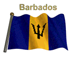 Moving picture Barbados flag flapping on pole with name gif animation