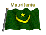 Mauritania flag flapping on flag pole with word "Mauritania" spinning over animation