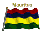 Mauritius flag flapping on flag pole with word "Mauritius " spinning over animation