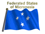 Micronesia flag flapping on flag pole with word "Micronesia" spinning over animation