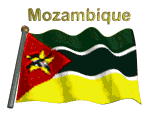 Mozambique flag flapping on flag pole with word "Mozambique" spinning over animation