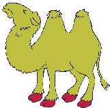 Animated green two humped camel moving humps