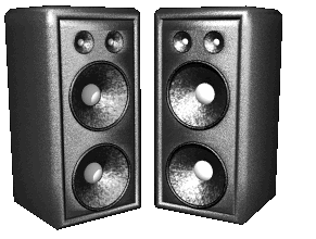 Pair of animated speakers shaking