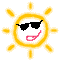 Shining animated sun with sunglasses smiling