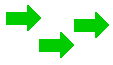 Three green moving animated arrows