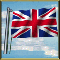United Kingdom flag waving in the wind on flag pole