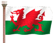 Moving picture of Wales flag waving in the wind animated gif