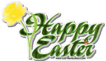 Moving animated Happy Easter banner with Easter Lilly and butterfly